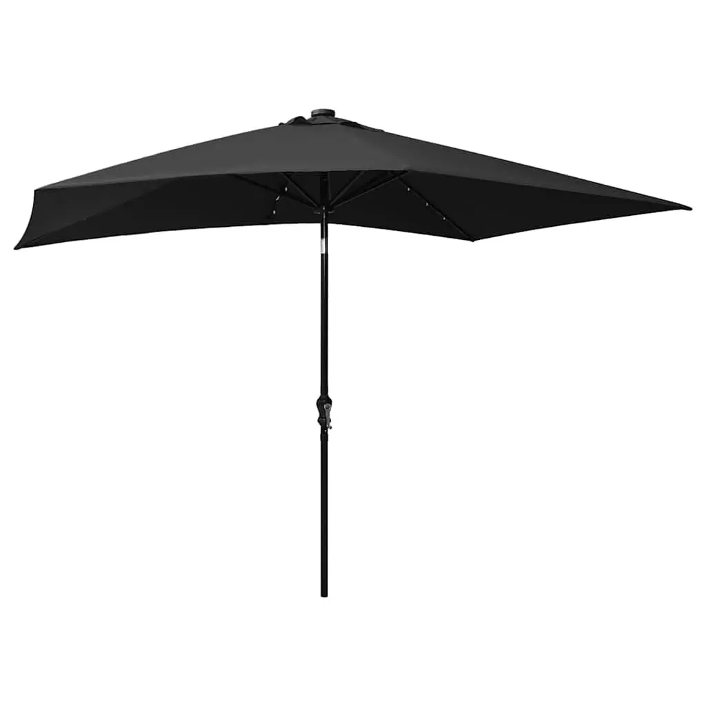 Garden Parasol 2x3m Solar LED Lights Steel Pole Crank Tilt