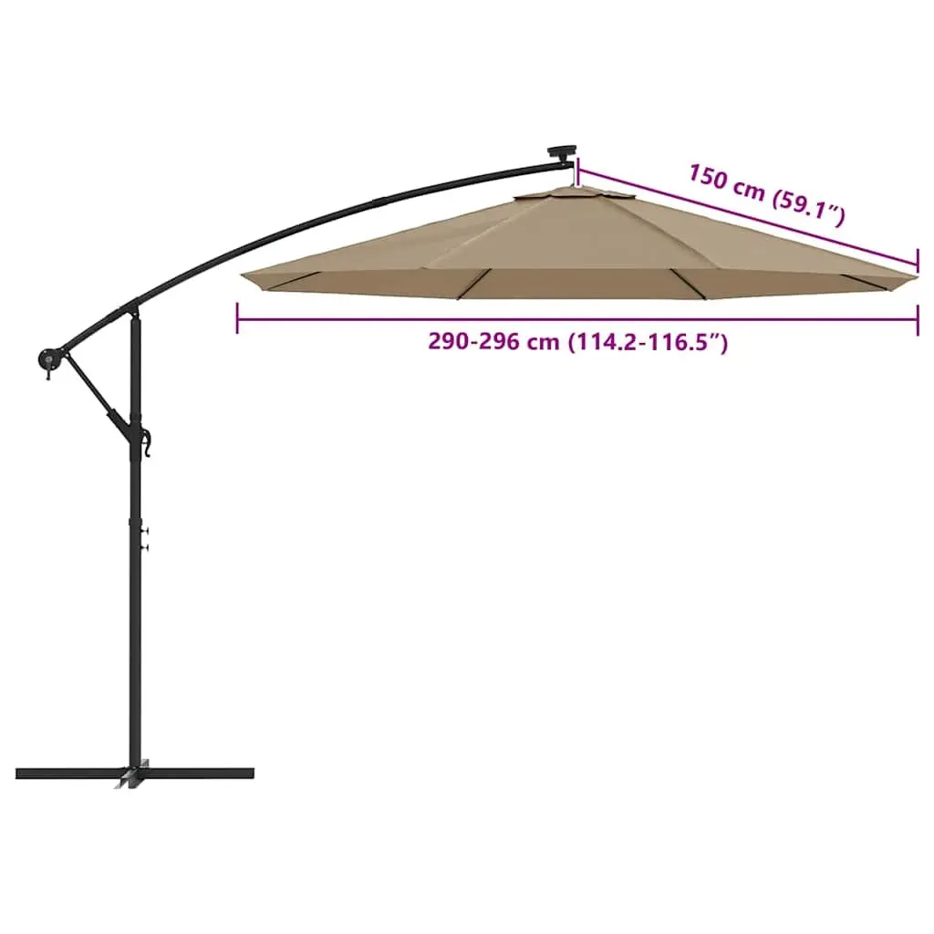 Replacement Fabric 300cm Taupe Cantilever Umbrella Outdoor Parasol Cover