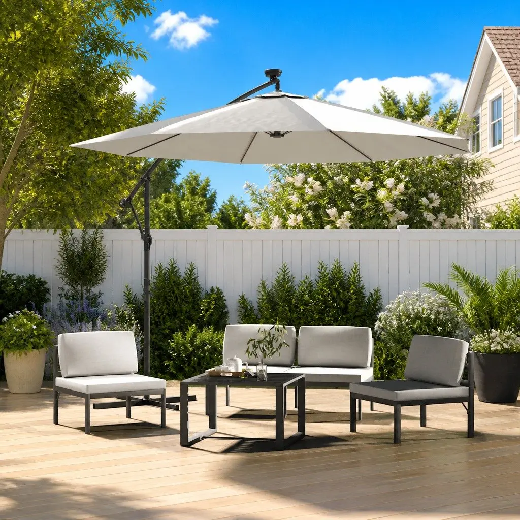 Replacement Fabric Cantilever Umbrella Cover 350cm UV Protective Polyester Sand Color