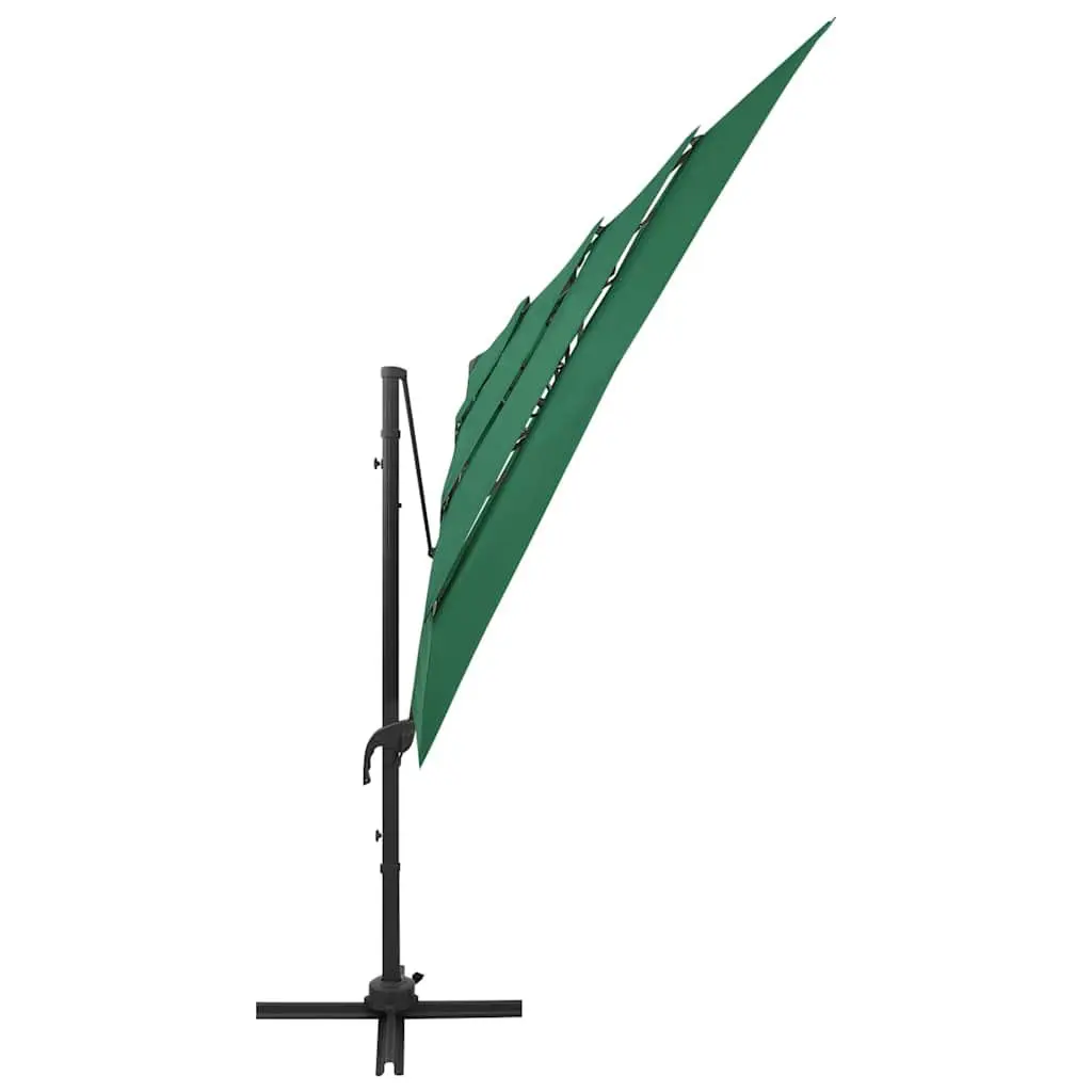 4-Tier Garden Parasol 250x250cm UV Protective Polyester Crank Tilt Green