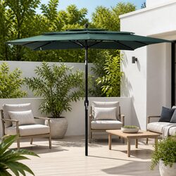 3-Tier Garden Parasol Outdoor Sunshade Patio Umbrella Crank Tilt Green 2.5x2.5m
