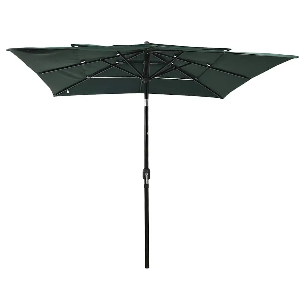 3-Tier Garden Parasol 2.5x2.5m Outdoor Sunshade with Crank and Tilt Green