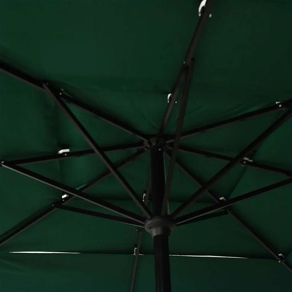 3-Tier Garden Parasol 2.5x2.5m Outdoor Sunshade with Crank and Tilt Green