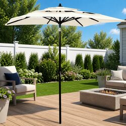 3-Tier Garden Parasol Outdoor Sunshade Patio Umbrella Crank Tilt Foldable 2x2m