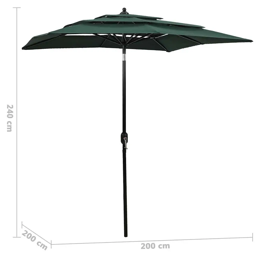 Garden Parasol 2x2m 3-Tier UV Protective Polyester Canopy with Crank and Tilt