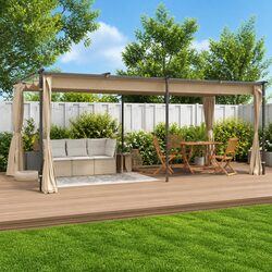 Gazebo 6x3 m Outdoor Canopy Shelter with Side Curtains Party Tent Garden