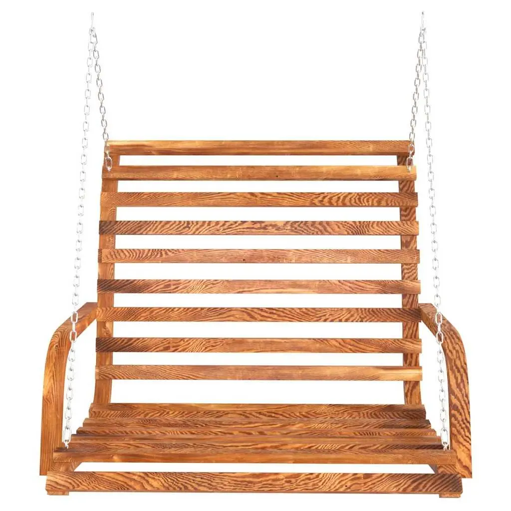 Wooden Swing Bench Outdoor Garden Seating Ergonomic Armrests Brown