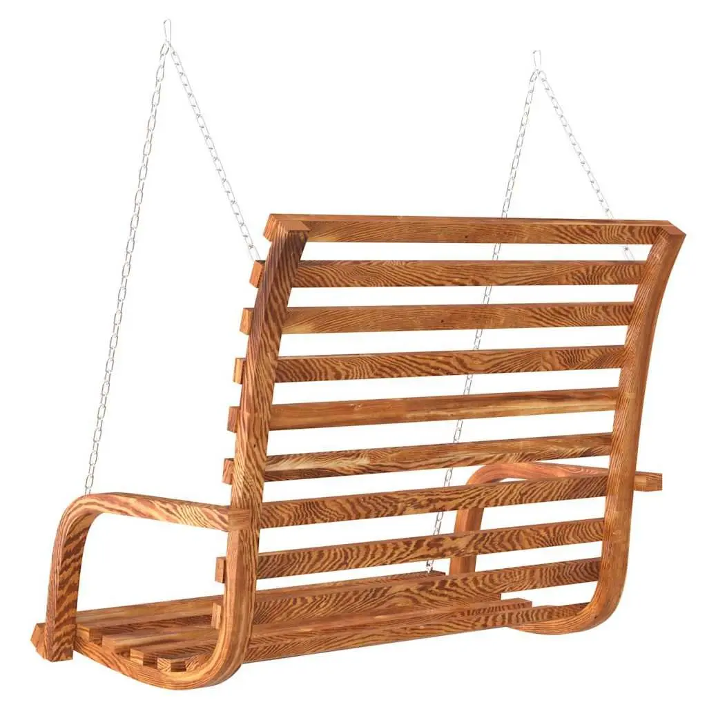Wooden Swing Bench Outdoor Garden Seating Ergonomic Armrests Brown