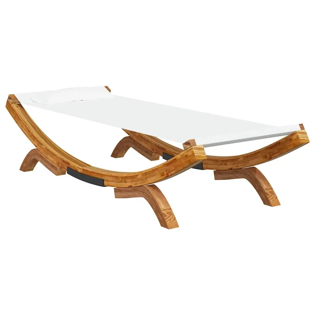 Outdoor Lounge Bed 100 x 188.5 cm Solid Bent Wood Frame Easy to Clean Fabric with Integrated Pillow