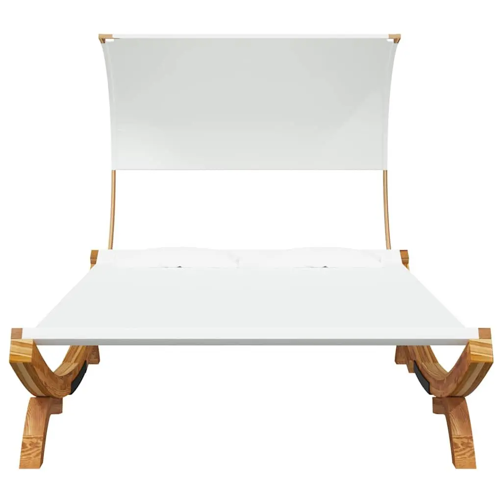 Outdoor Lounge Bed 165 x 203 cm Canopy Cream Cushioned Fabric