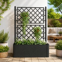 Raised Garden Bed with Trellis Self Watering Planter Box Anthracite Outdoor