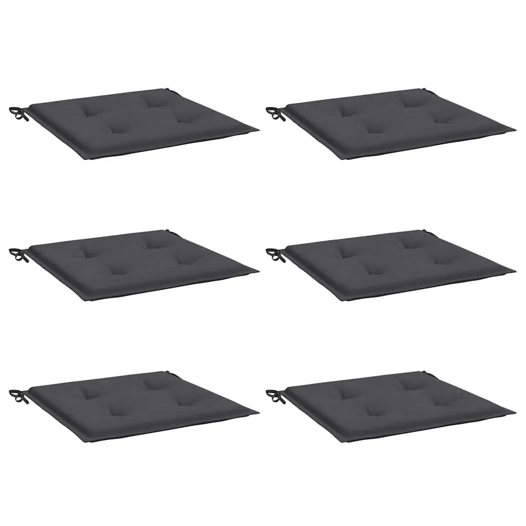 Garden Chair Cushions 6 Piece Outdoor Patio Seat Pad Cushion Set Anthracite Oxford Fabric Foam Fibre Filling Non-Slip Ropes
