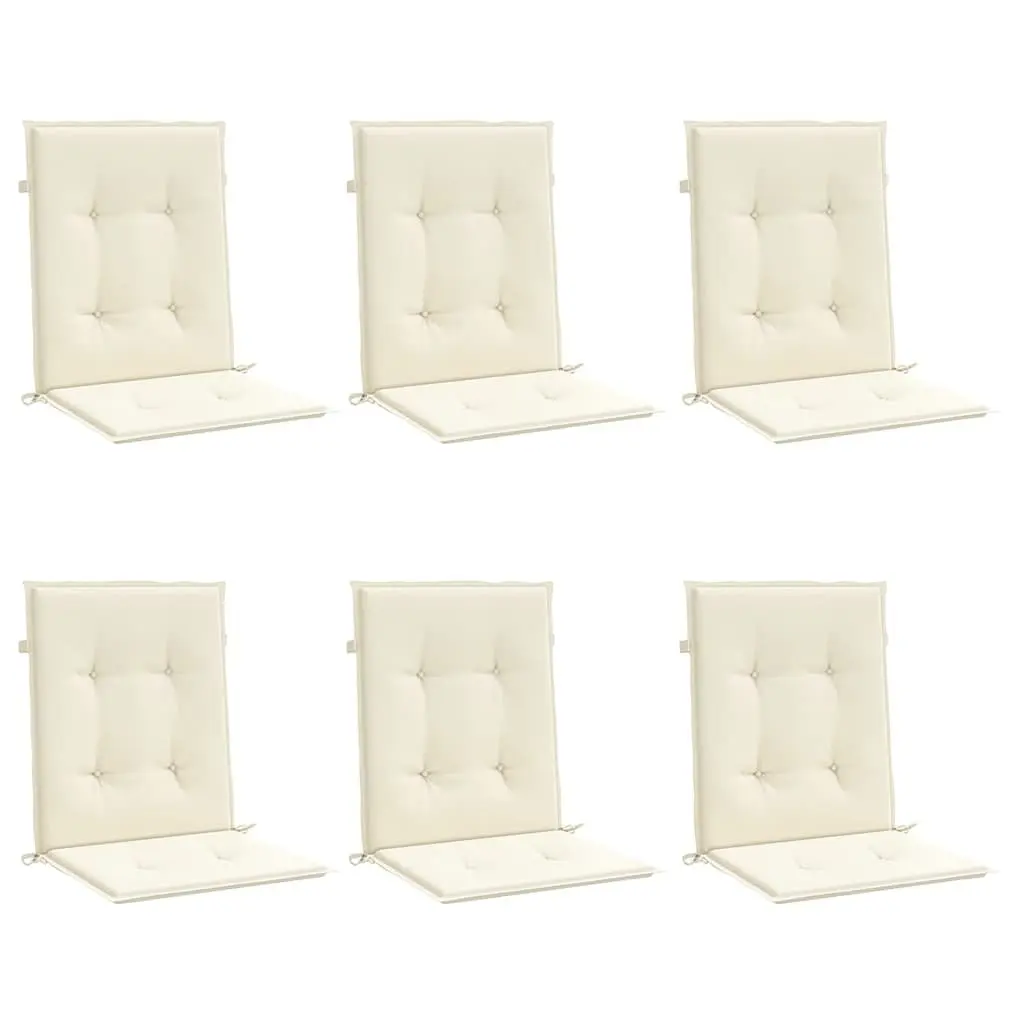 Lowback Chair Cushions 6 Piece Cream Oxford Fabric Outdoor Garden Patio Furniture Seat Pads