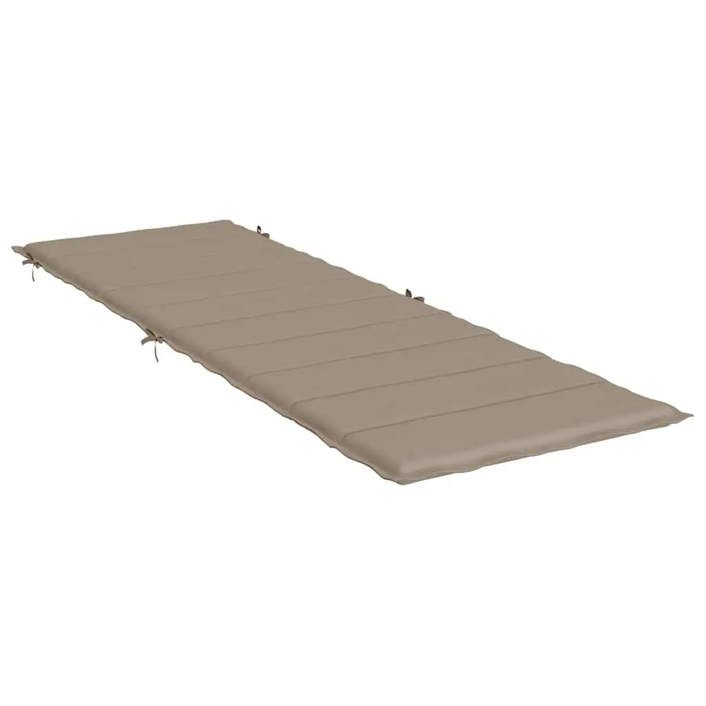 Sun Lounger Cushion 186 x 58 cm Waterproof Oxford Fabric Soft Foam Filling Non-Slip Ropes Taupe Outdoor Garden Patio Chair Pad