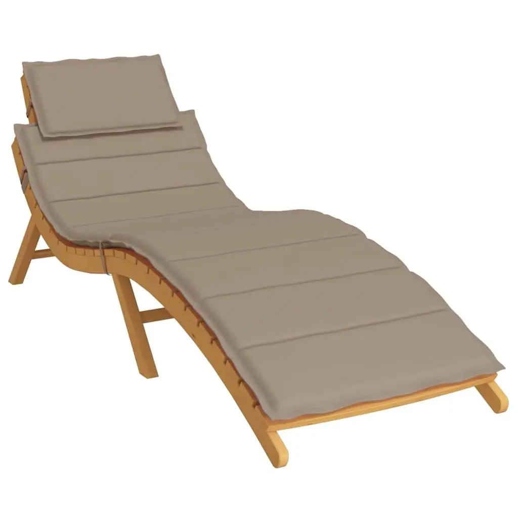 Sun Lounger Cushion 186 x 58 cm Waterproof Oxford Fabric Soft Foam Filling Non-Slip Ropes Taupe Outdoor Garden Patio Chair Pad