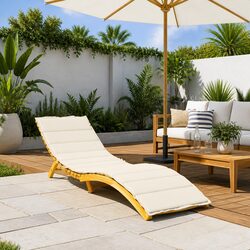 Sun Lounger Cushion Cream Outdoor Garden Patio Chair Pad Seat Cushion 200x60x3cm