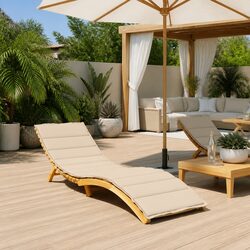 Sun Lounger Cushion Beige Oxford Fabric Outdoor Garden Patio Chair Pad 200x60cm
