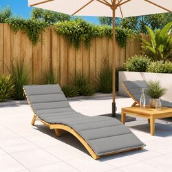 Sun Lounger Cushion Grey Outdoor Garden Patio Chair Pad Water Resistant Oxford