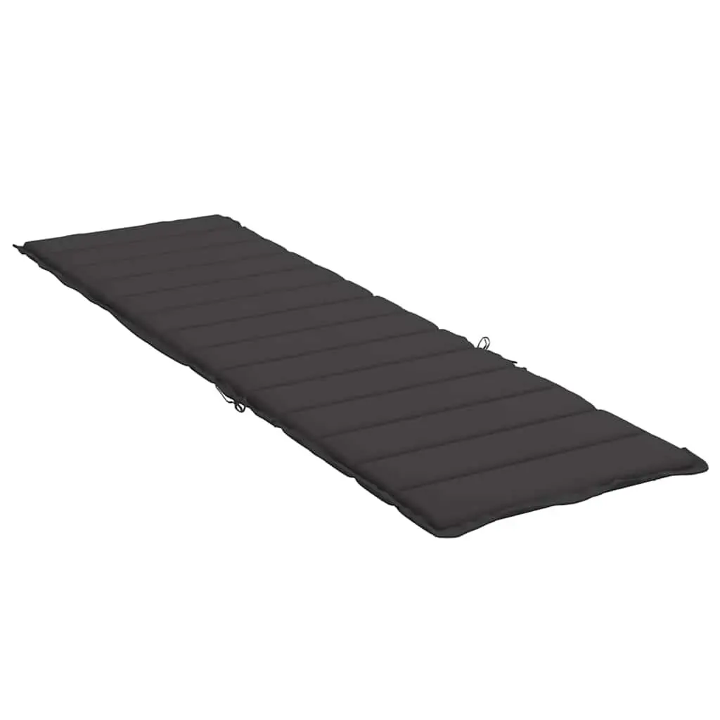 Sun Lounger Cushion 200 x 70 cm Black Water Resistant Oxford Fabric with Soft Foam Filling for Outdoor Garden Patio Chair