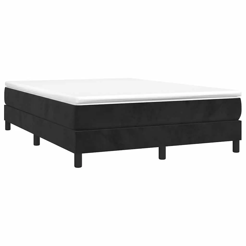 Pocket Spring Mattress with Box Spring Bed Queen Size Black Velvet 153x203cm