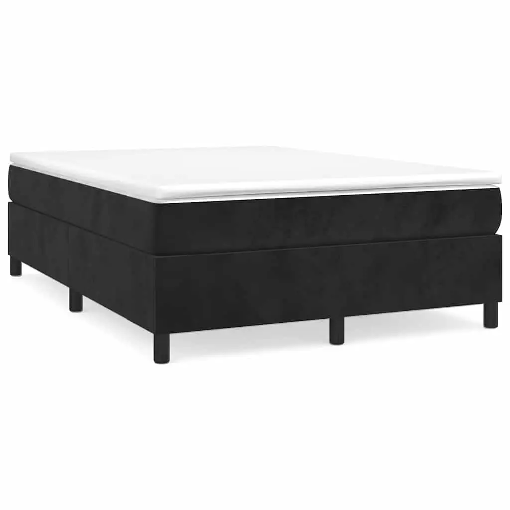 Box Spring Bed Queen Size Integrated Pocket Spring Mattress Black Velvet