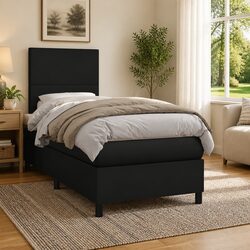 Elegant King Single Bed with Pocket Mattress in Faux Leather