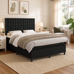 Stylish Double Bed with Pocket Spring Mattress and Adjustable Headboard