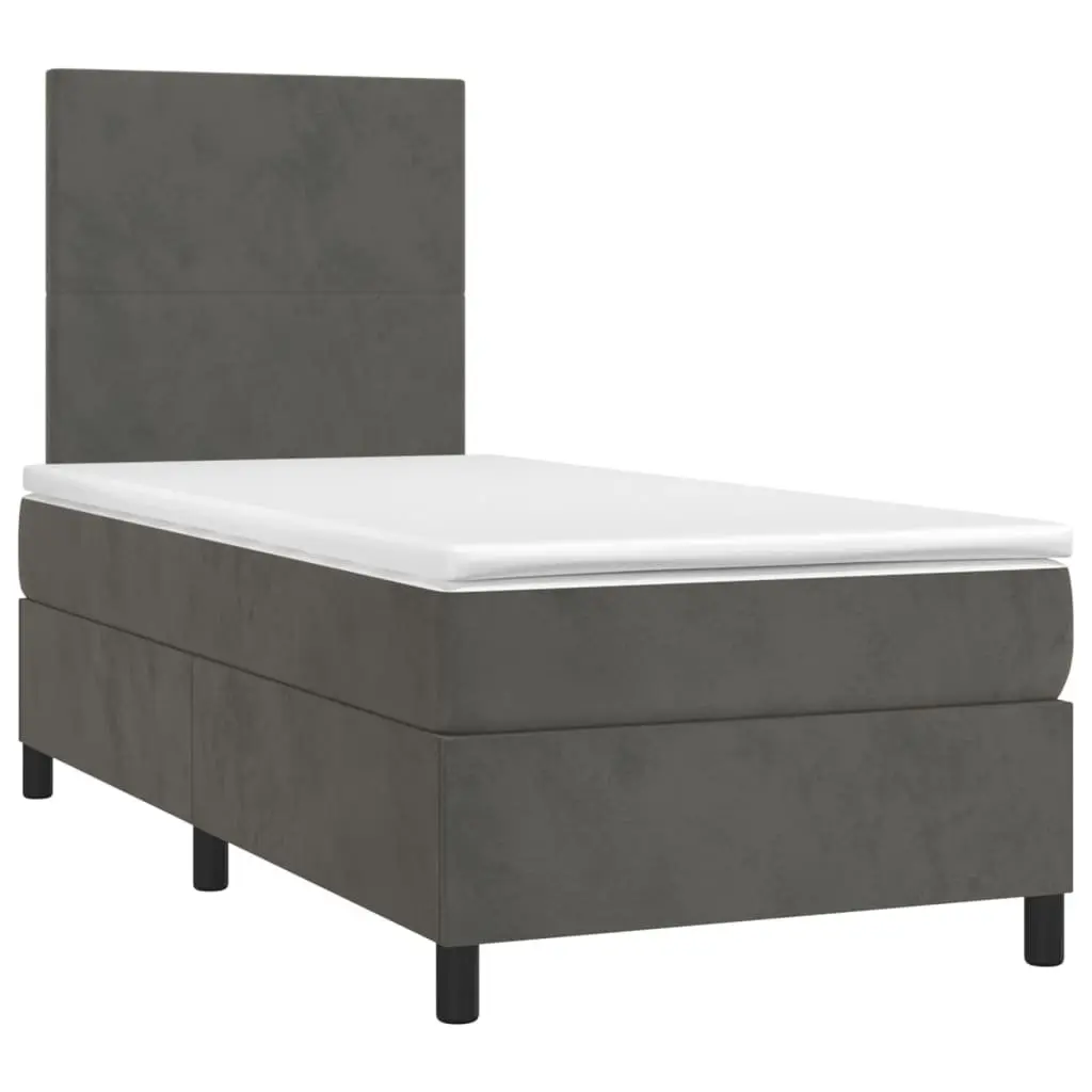 Box Spring Bed King Single 106x203cm Velvet Adjustable Headboard Pocket Spring Mattress