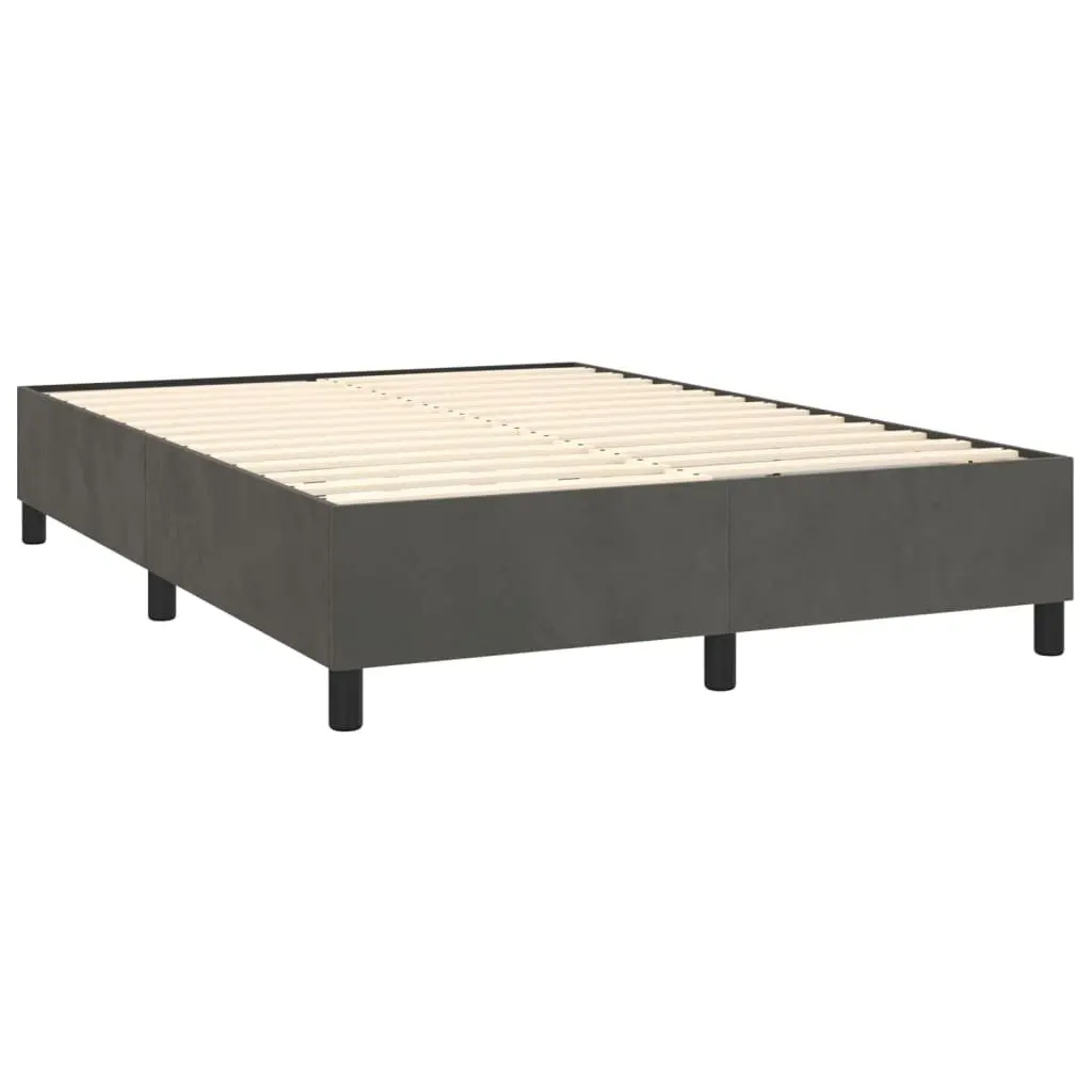 Queen Size Box Spring Bed with Adjustable Headboard and Pocket Spring Mattress in Grey Velvet