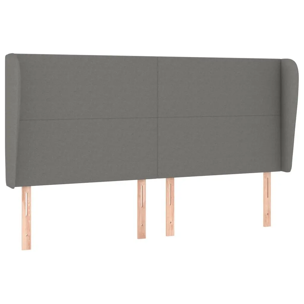 Queen Size Box Spring Bed with Pocket Spring Mattress Adjustable Headboard Dark Grey Fabric Upholstery