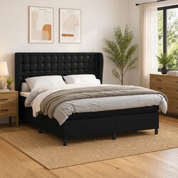 Elegant Queen Size Faux Leather Box Spring Bed