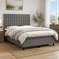 Double Size Box Spring Bed with Pocket Mattress and LED Lighting