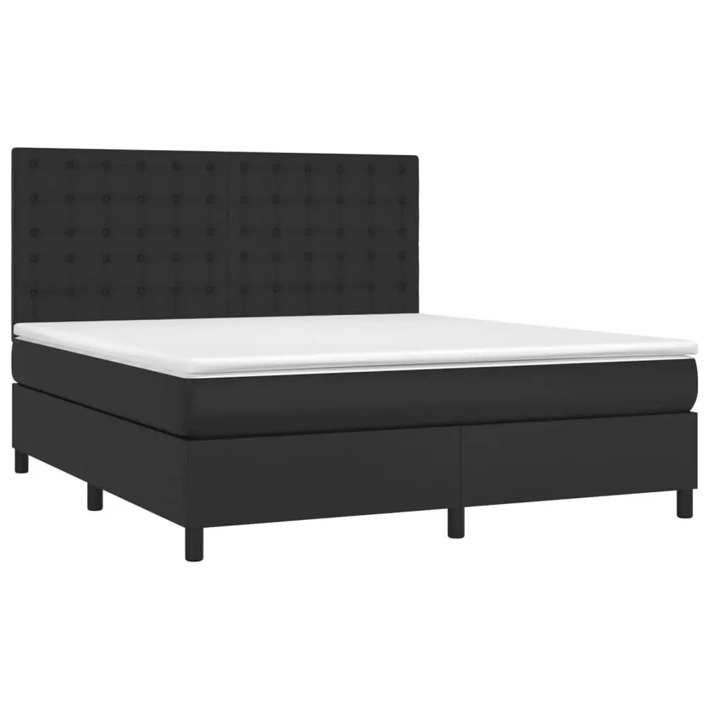 Queen Size Faux Leather Bed with Adjustable LED Headboard and Pocket Spring Mattress