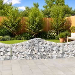 Arched Gabion Baskets Set 3 pcs Garden Retaining Walls Decorative Barriers