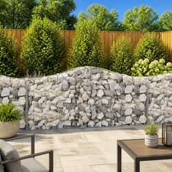 Arched Gabion Baskets 4 pcs Garden Retaining Wall Barrier Decorative Outdoor