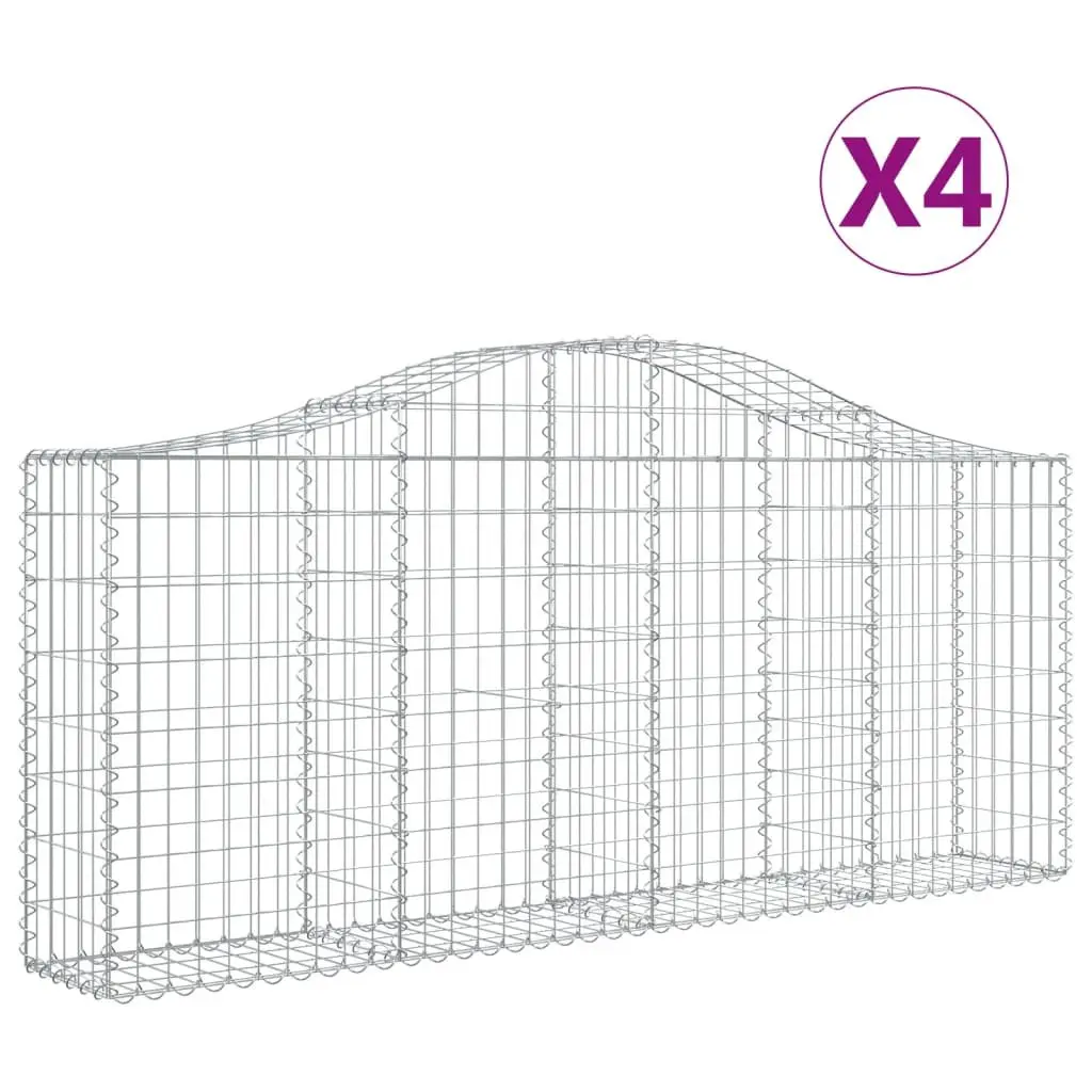 Arched Gabion Baskets 4 Piece Garden Retaining Wall Barrier Durable Galvanised Iron Construction