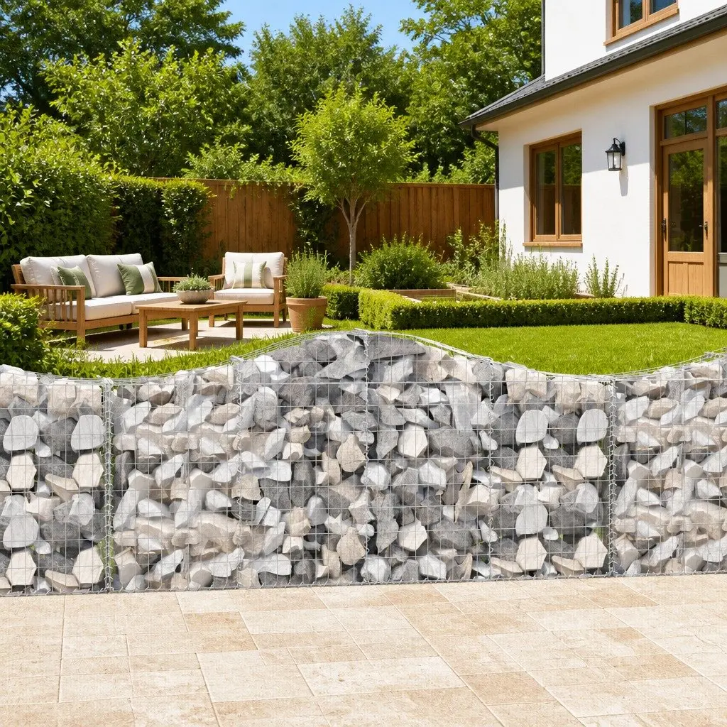 Arched Gabion Baskets 5 Piece Garden Retaining Wall Barriers Durable Corrosion Resistant Construction