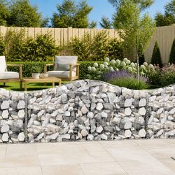 Arched Gabion Baskets 7 pcs Garden Barrier Retaining Wall Outdoor Decorative