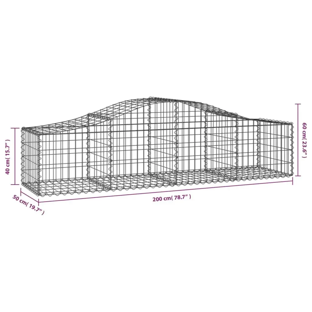 Arched Gabion Baskets 3 Pieces Decorative Garden Barrier Sound-Insulating Outdoor Retaining Wall
