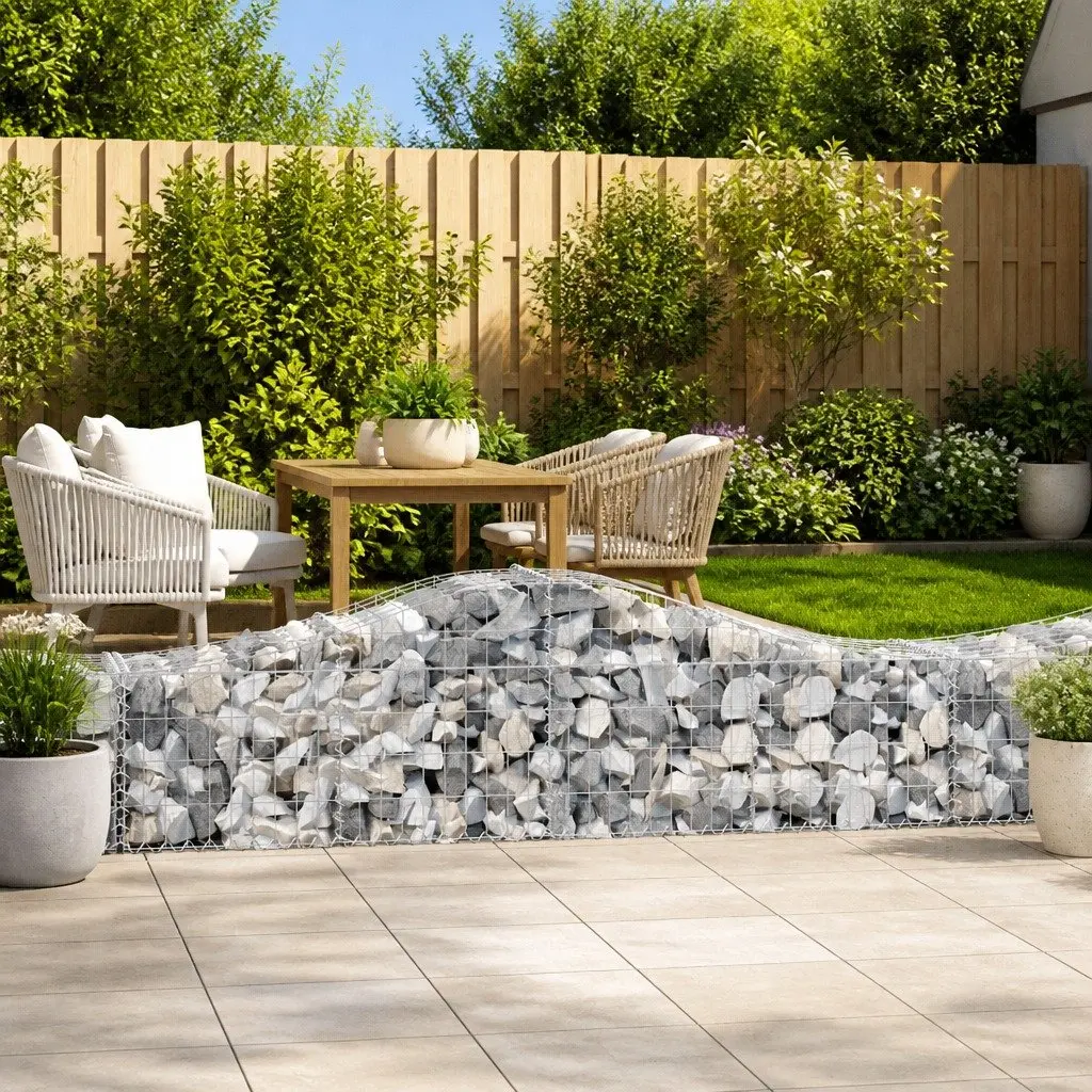 Arched Gabion Baskets 5 Piece Garden Barriers Decorative Retaining Wall Outdoor