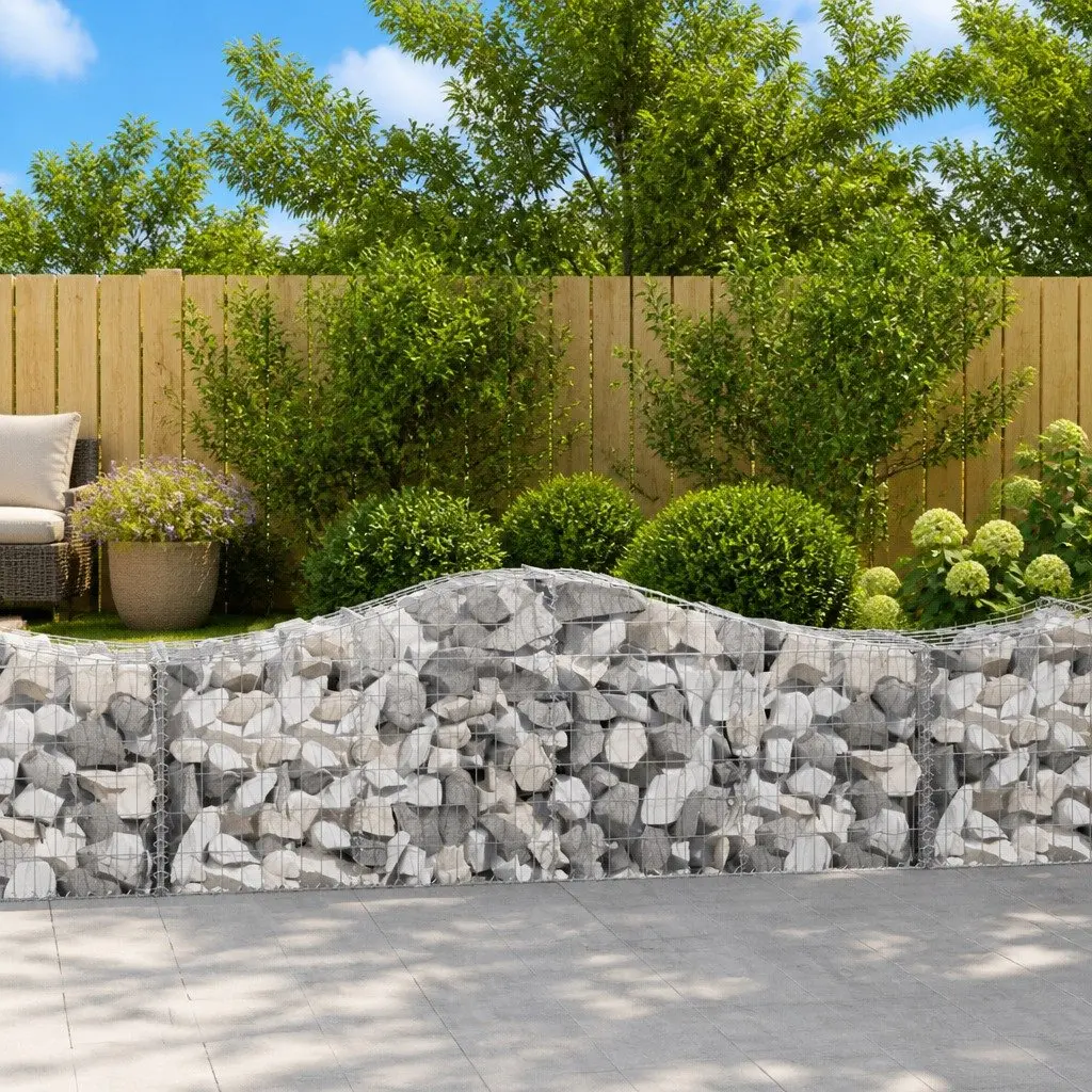 Arched Gabion Baskets 200x50x60/80 cm Durable Galvanised Iron Garden Barrier Set of 3