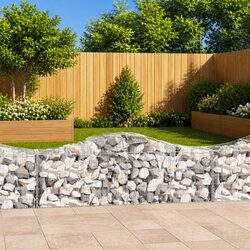 Arched Gabion Baskets 5 pcs Garden Barrier Retaining Wall Decorative Outdoor