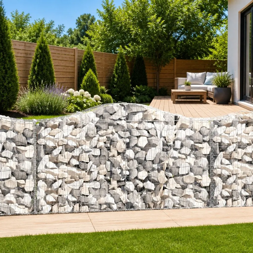 Arched Gabion Baskets 5 Piece Decorative Garden Barrier Retaining Wall Outdoor
