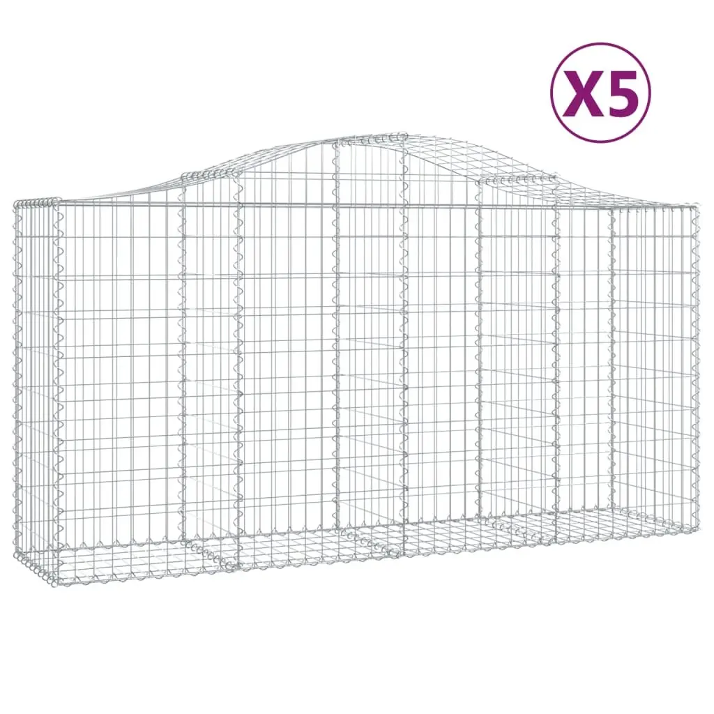 Arched Gabion Baskets 5 Piece Decorative Garden Barrier Retaining Wall Outdoor