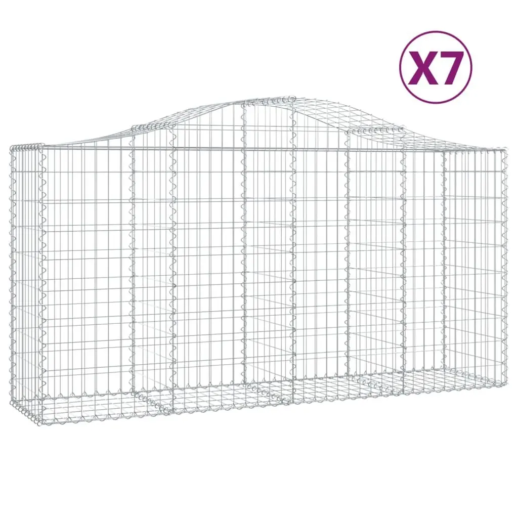 Arched Gabion Baskets 7 Piece Garden Barrier Decorative Retaining Wall Silver