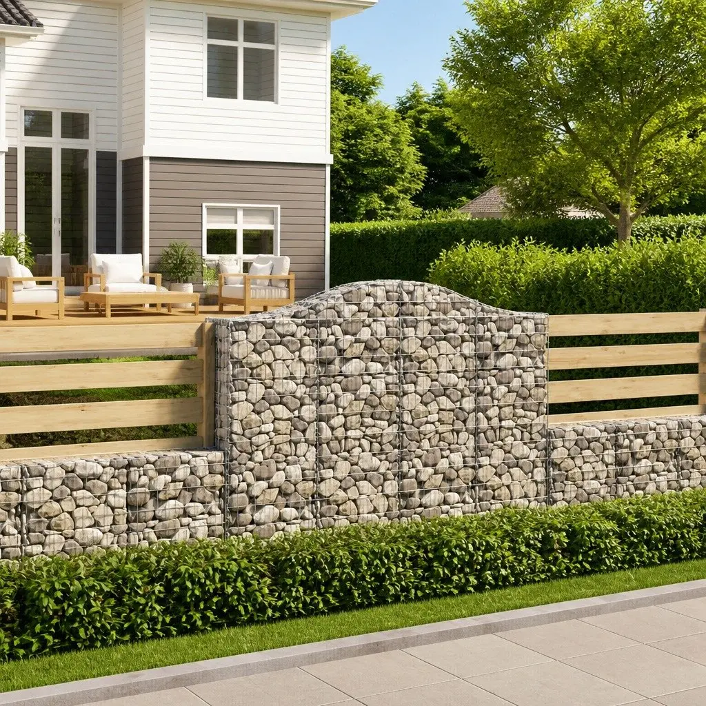 Arched Gabion Baskets 3 Piece Garden Barrier Retaining Wall Decorative Outdoor