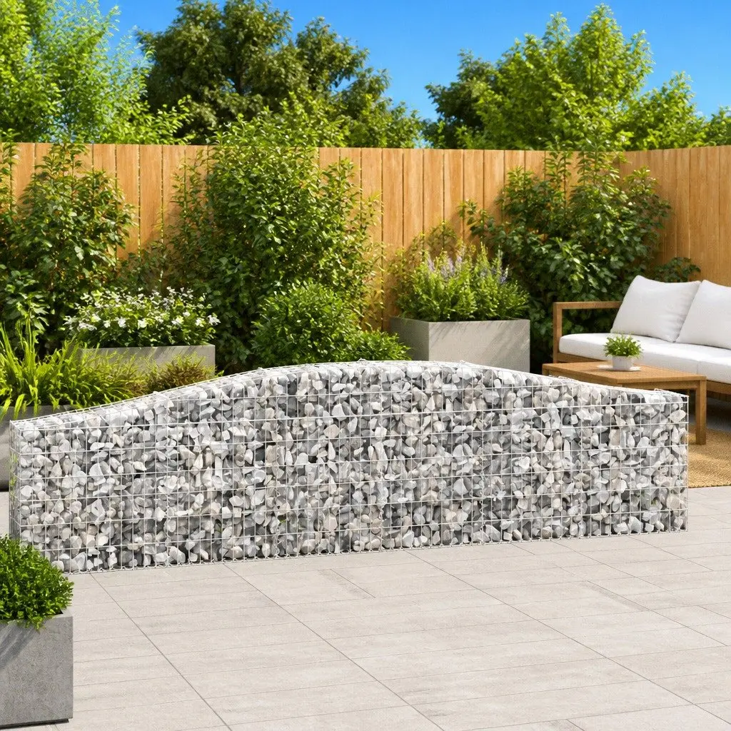 Arched Gabion Baskets Set 4 Piece Garden Decorative Barrier Corrosion Resistant Galvanised Iron Silver