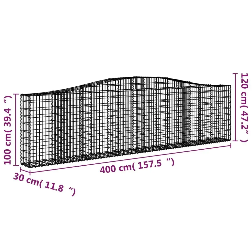 Arched Gabion Baskets 5 Piece Garden Barrier Decorative Retaining Wall Outdoor