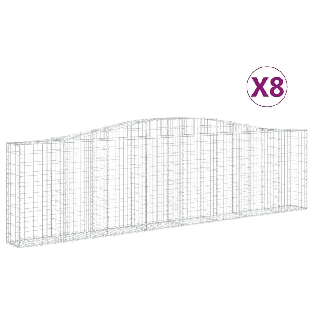 Arched Gabion Baskets 8 Piece Garden Retaining Wall Barrier Corrosion Resistant Galvanised Iron Construction