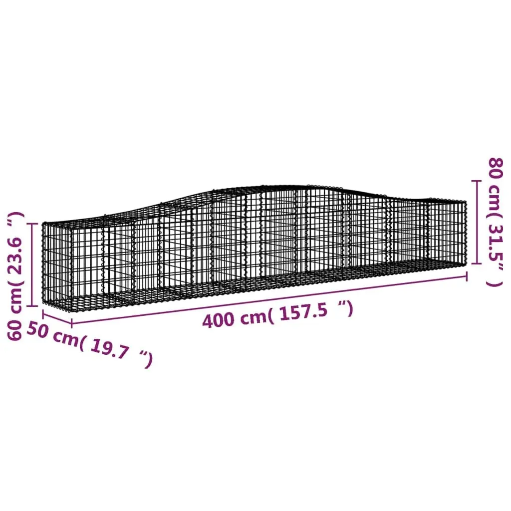 Gabion Baskets Arched 4 Piece Garden Decorative Barrier Sound Insulating Retaining
